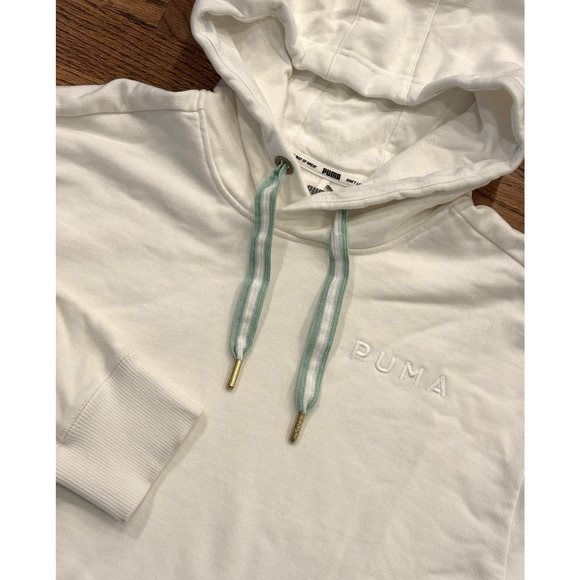 Puma Tear Drop Hoodie Sweatshirt White L Large Thick Heavy - Picture 1 of 12